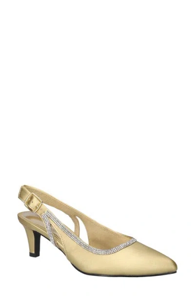 Easy Street Glisten Kitten Heel Slingback Pump In Gold