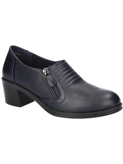 Easy Street Grove Womens Faux Leather Block Heels In Navy