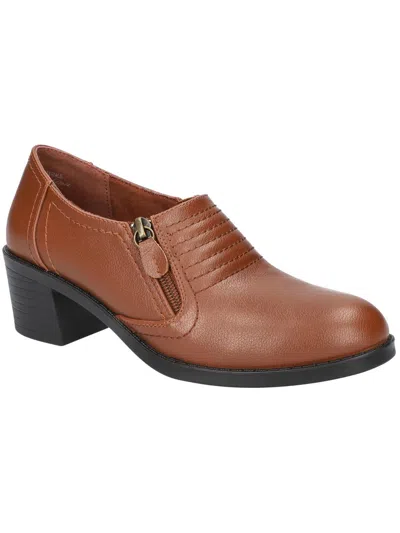 Easy Street Grove Womens Faux Leather Block Heels In Tan