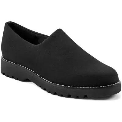 Easy Street Hewitt 2 Womens Padded Insole Knit Slip-on Sneakers In Black