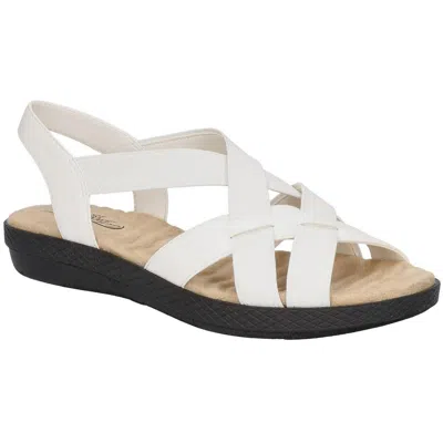 Easy Street Janice Womens Comfort Slingback Wedge Sandals In White