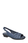 Easy Street Jovita Slingback Sandal In Navy Linen Embossed