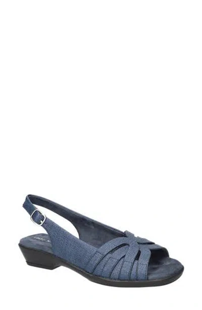 Easy Street Jovita Slingback Sandal In Navy Linen Embossed