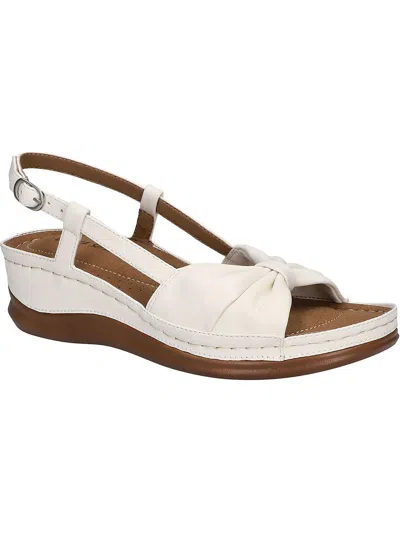 Easy Street Jupiter Womens Faux Leather Round Toe Platform Sandals In White