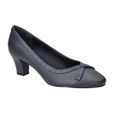 Easy Street Kata Womens Round Stiletto Heel Pumps Narrow Width In Blue