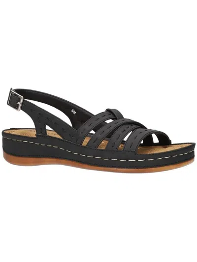 Easy Street Kehlani Womens Faux Leather Open Toe Wedge Sandals In Black