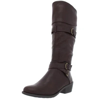 Easy Street Kelsa Womens Faux Leather Embossed Riding Boots In Multi