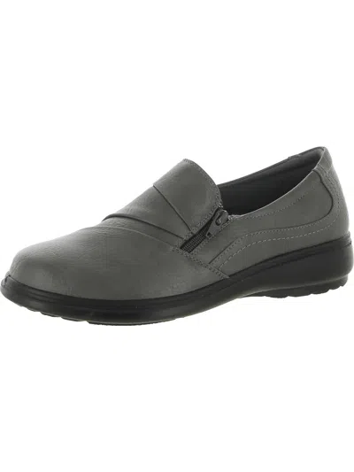Easy Street Kimi Womens Faux Leather Slip On Loafers In Grey