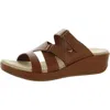 Easy Street Koda Womens Faux Leather Comfort Wedge Sandals In Green