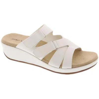 Easy Street Koda Womens Slip On Cushioned Wedge Sandals In White