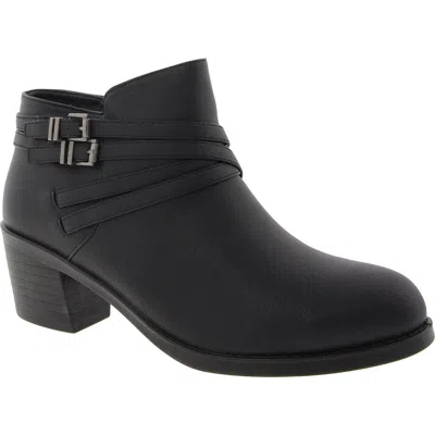 Easy Street Kory Womens Strappy Manmade Ankle Boots In Black