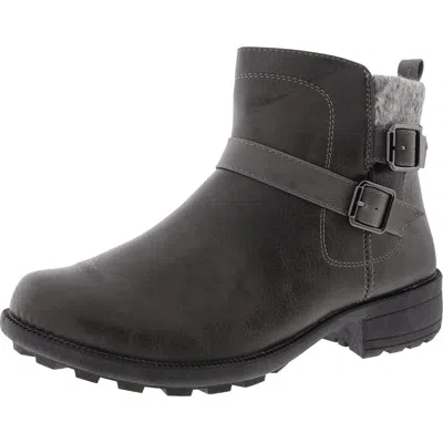 Easy Street Kourt Womens Faux Fur Faux Leather Booties In Grey