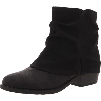 Easy Street Kudos Womens Faux Leather Block Heel Ankle Boots In Black