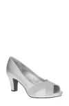 Easy Street Women's Lavish Platform Pumps In Silver Satin