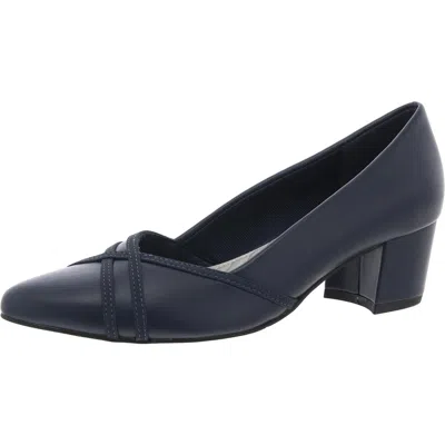 Easy Street Lotus Womens Block Heel Faux Leather Pumps In Multi