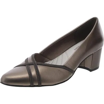 Easy Street Lotus Womens Solid Leather Loafer Heels In Multi