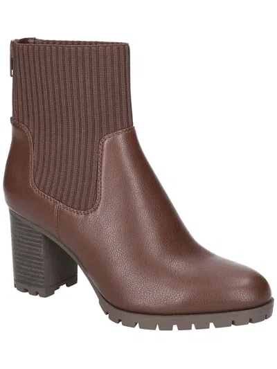 Easy Street Lucia Womens Faux Leather Zip Up Ankle Boots In Brown