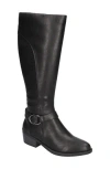 Easy Street Luella Plus Womens Faux Leather Block Heel Knee-high Boots In Black/black Embossed/gore