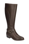 Easy Street Luella Womens Tall Pull On Knee-high Boots In Brown/brown Embossed/gore