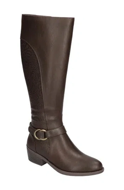 Easy Street Luella Plus Boots Brown Wide Calf Block Heel Rhs6932