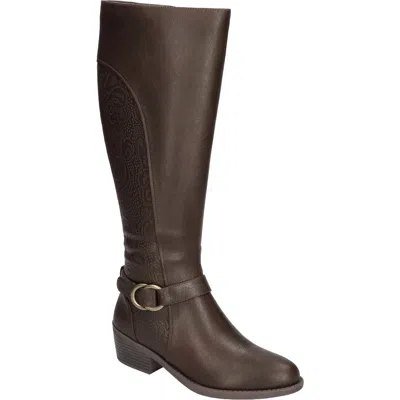 Easy Street Luella Riding Boot In Brown/brown Embossed/gore