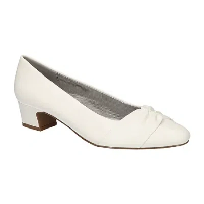 Easy Street Lyanna Womens Almond Closed Toe Block Heel Pumps In White