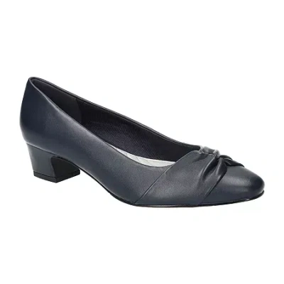 Easy Street Lyanna Womens Round Closed Toe Flat Heel Pumps In Blue