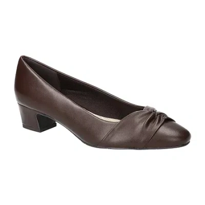 Easy Street Lyanna Womens Round Closed Toe Flat Heel Pumps In Brown