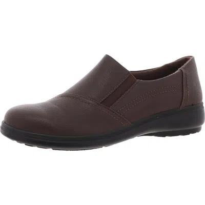 Easy Street Maple Womens Zipper Faux Leather Casual And Fashion Sneakers In Brown