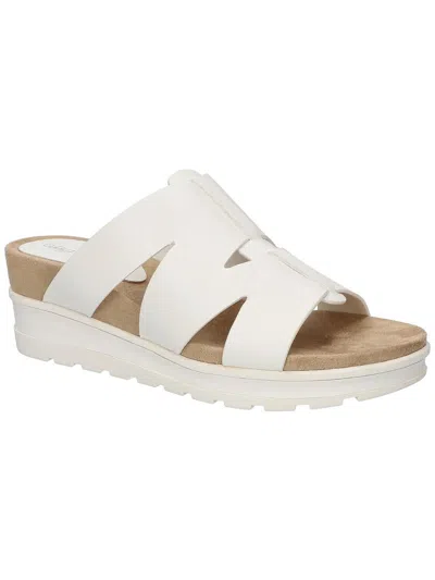 Easy Street Mauna Womens Faux Leather Casual Platform Sandals In White