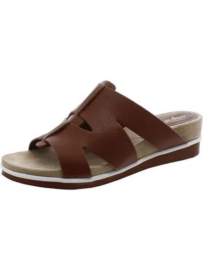 Easy Street Koda Womens Faux Leather Comfort Wedge Sandals In Multi