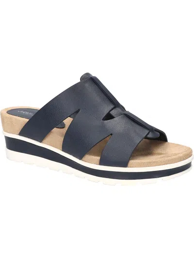 Easy Street Mauna Womens Faux Leather Wedge Sandals In Blue