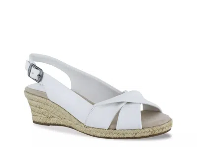 Easy Street Maureen Espadrille Wedge Sandal In White