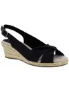 Easy Street Maureen Womens Faux Leather Slingback Wedge Sandals In Black