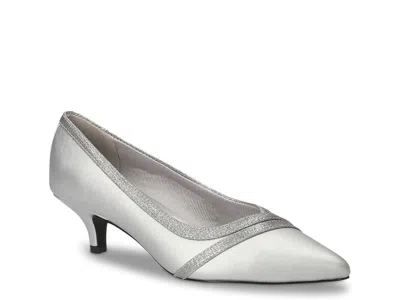 Easy Street Maye Pointed Toe Kitten Heel Pump In Silver