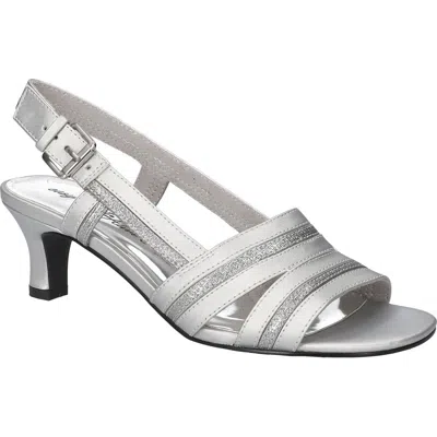 Easy Street Meghan Slingback Sandal In Silver Satin