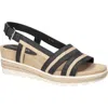 Easy Street Mel Espadrille Slingback Platform Wedge Sandal In Washed Black