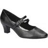 Easy Street Meryl Womens Buckle Faux Leather Mary Jane Heels In Black