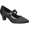 Easy Street Meryl Womens Buckle Faux Leather Mary Jane Heels In Black Satin