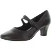 Easy Street Meryl Womens Buckle Faux Leather Mary Jane Heels In Black