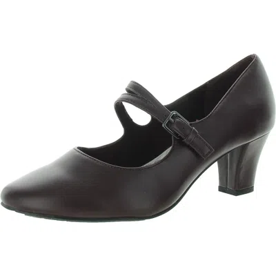 Easy Street Meryl Womens Buckle Faux Leather Mary Jane Heels In Black