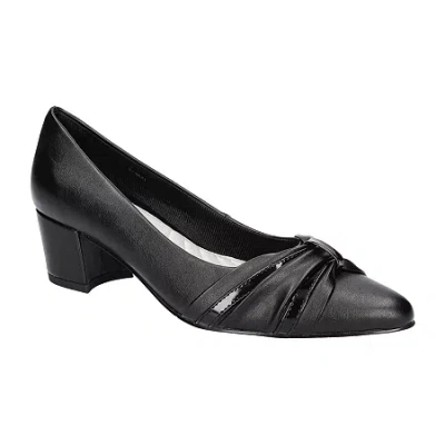 Easy Street Millie Womens Pointed Closed Toe Block Heel Pumps In Black