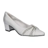 Easy Street Womens Embellished Faux Leather Block Heels In Silver
