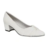 Easy Street Millie Womens Pointed Closed Toe Block Heel Pumps In White