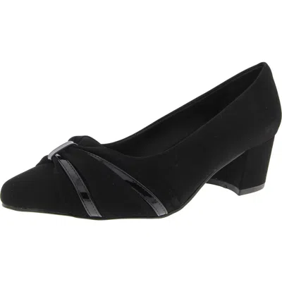 Easy Street Millie Womens Solid Faux Leather Block Heels In Black Lamy