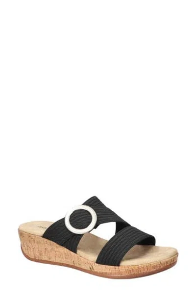 Easy Street Mina Wedge Sandal In Black Wave