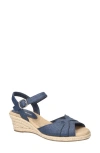 Easy Street Miramar Ankle Strap Wedge Sandal In Navy