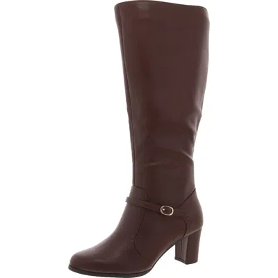 Easy Street Missy Womens Zipper Faux Leather Knee-high Boots In Brown