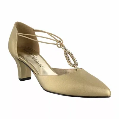 Easy Street Moonlight Womens Pointed Cone Heel Pumps In Yellow