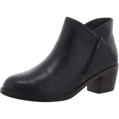 Easy Street Jalia Womens Faux Leather Zip Up Ankle Boots In Blue